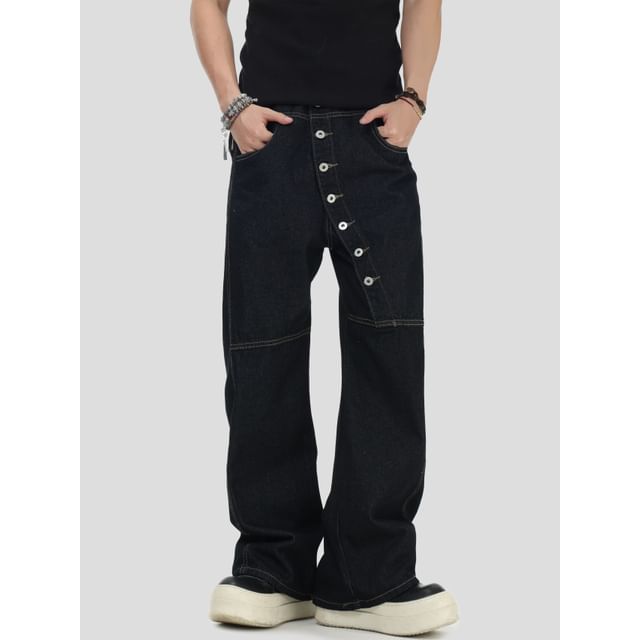 INStudio-Irregular Straight-Cut Loose Jeans