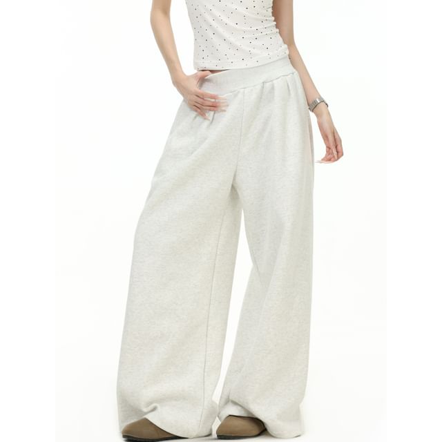 INStudio-Mid Rise Plain Wide Leg Sweatpants
