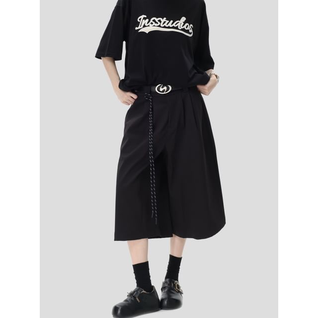 INStudio-Mid-Waist Wide-Leg Jorts