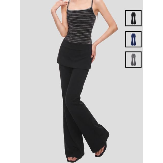 INStudio-Mock Two-Piece Flared Sport Pants