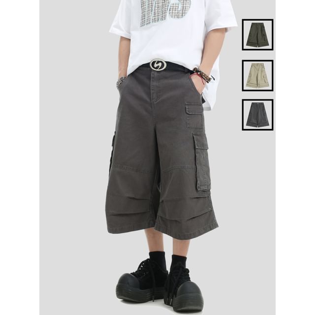 INStudio-Multi-Pocket Ruched Jorts