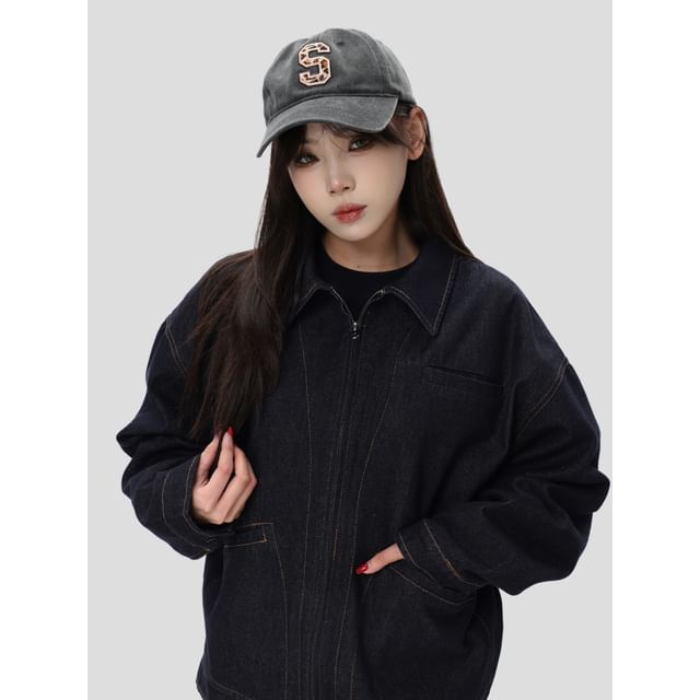INStudio-Oversized Stitched Polo Jacket