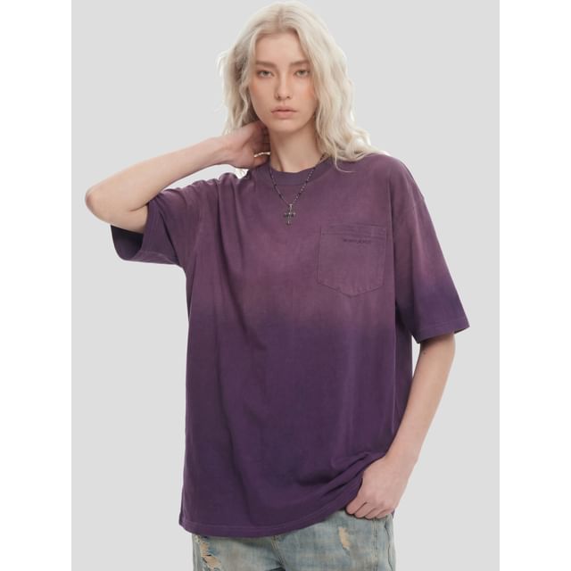 INStudio-Oversized Washed Pocket T-Shirt