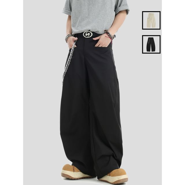 INStudio-Plain Wide-Leg Dress Pants