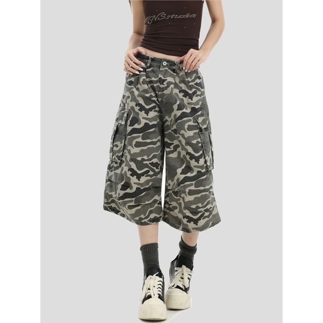 INStudio-Unisex Camouflage Cargo Jorts