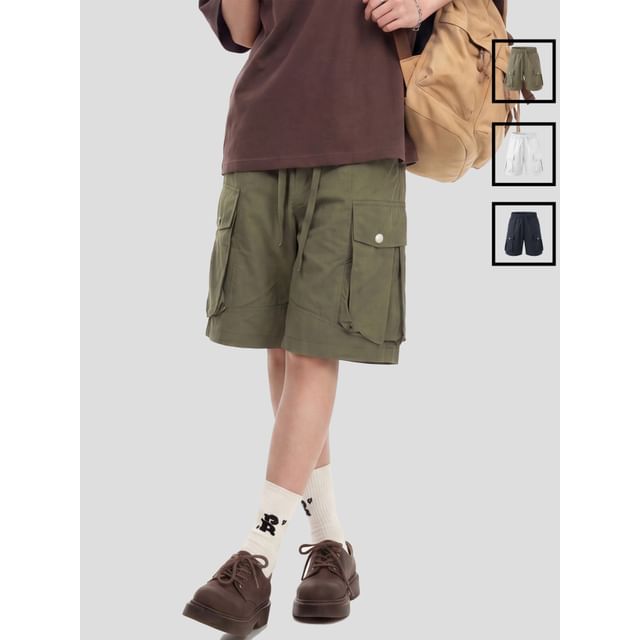 INStudio-Unisex Cool-Touch Drawstring Cargo Shorts