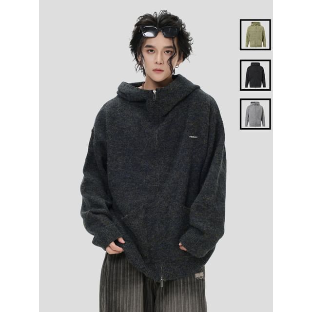 INStudio-Unisex Furry High-Neck Hooded Jacket