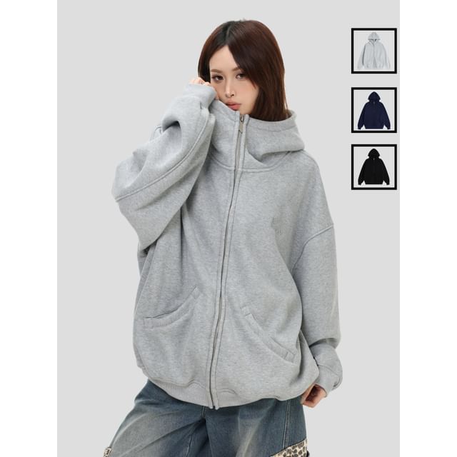 INStudio-Unisex Oversized High-Neck Zip Hoodie