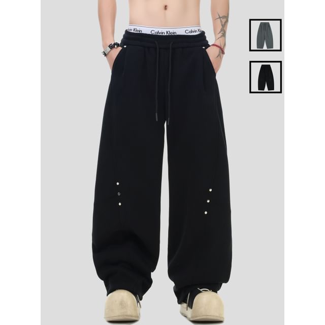 INStudio-Unisex Studded Curved Sweatpants