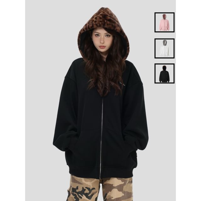 INStudio-Unisex Two-Tone Brushed Zip Hoodie
