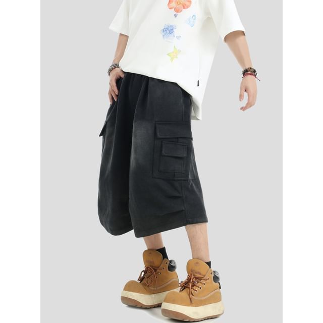 INStudio-Washed Cargo Jorts