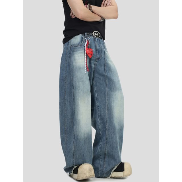 INStudio-Washed Wide-Leg Jeans