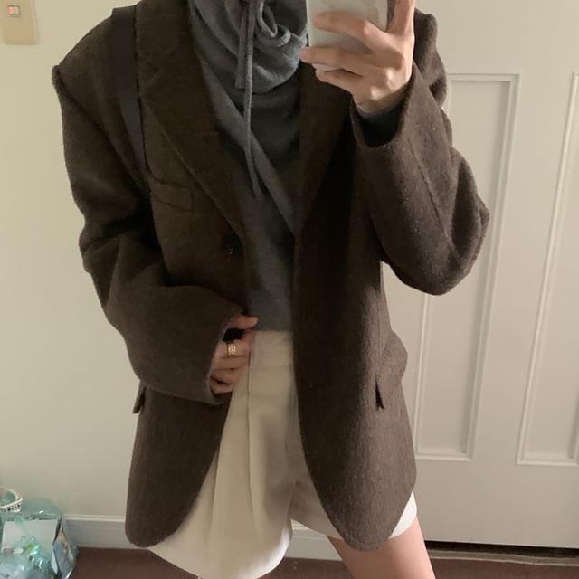ISSOL-Button-Up Plain Blazer