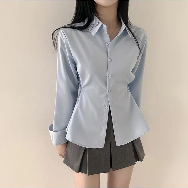 ISSOL-Long-Sleeve Plain Shirt