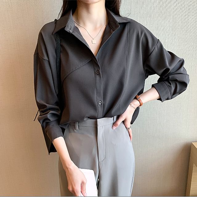 ISSOL-Long-Sleeve Plain Shirt