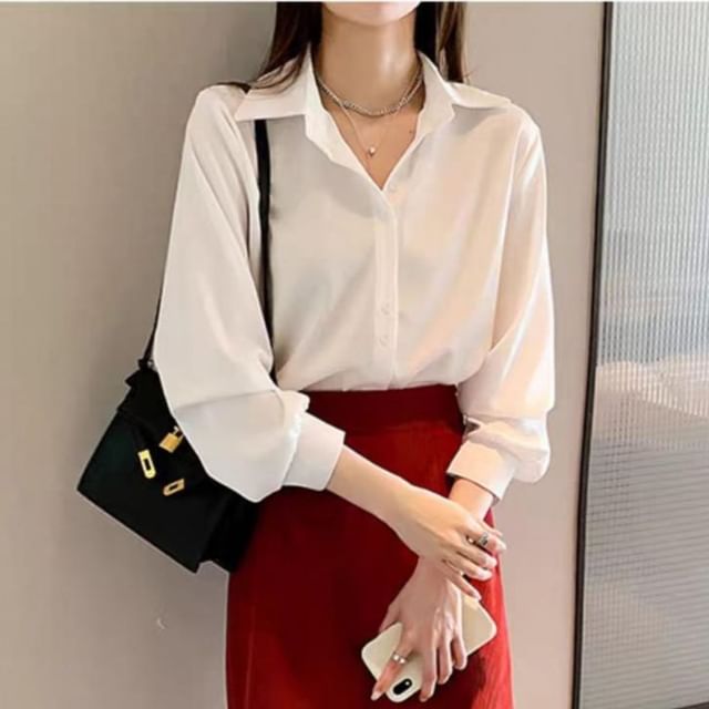 ISSOL-Long-Sleeve Plain Shirt