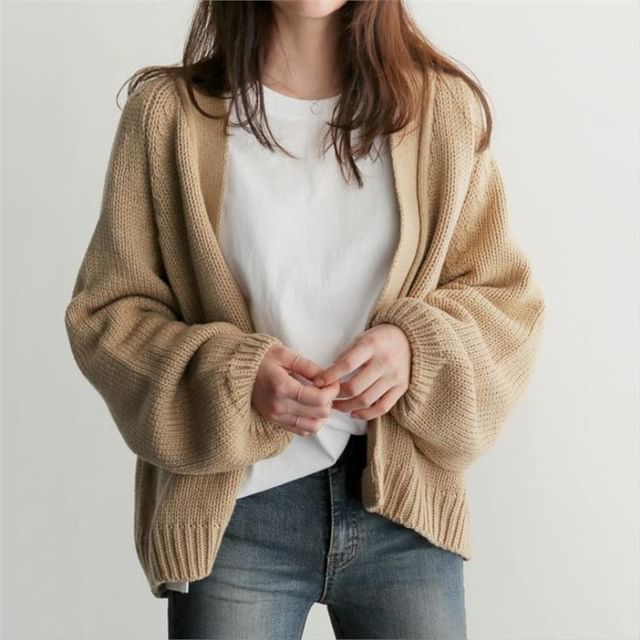 ISSOL-Open Front Plain Cardigan
