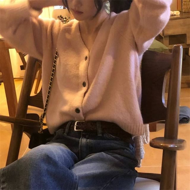ISSOL-V-Neck Plain Cardigan