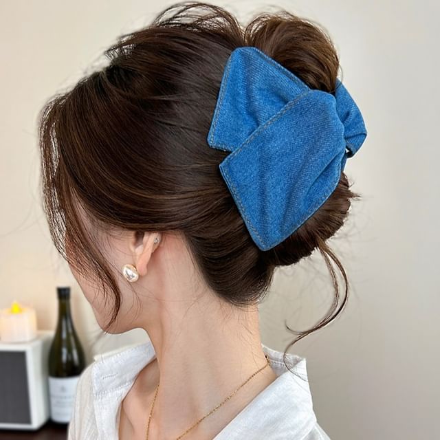 Jael-Denim Bow Hair Claw