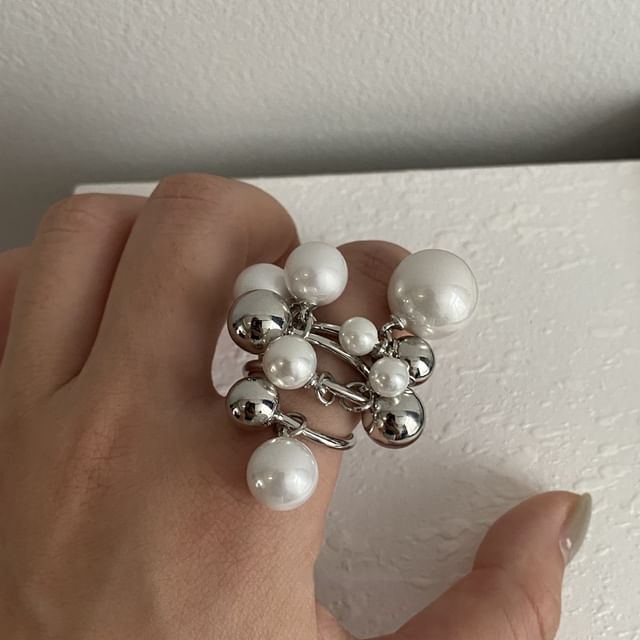 Jael-Faux Pearl Ball Statement Ring