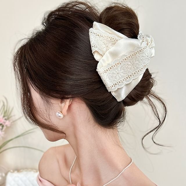 Jael-Lace Satin Bow Hair Claw