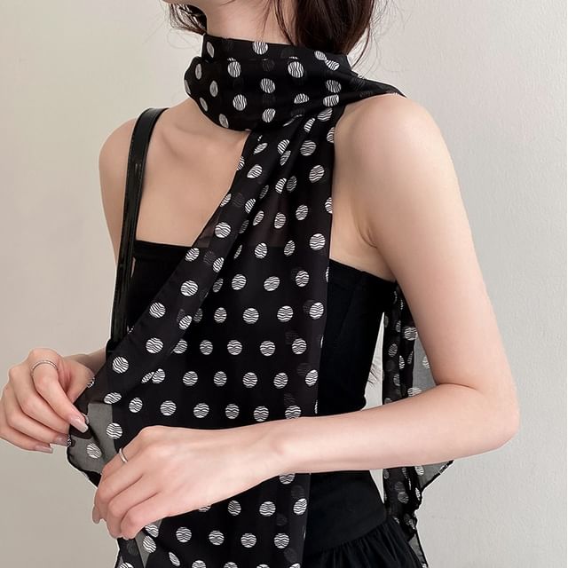 Jael-Polka Dot Mesh Narrow Scarf Various Designs