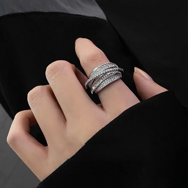 Jael-Rhinestone Stacked Open Ring
