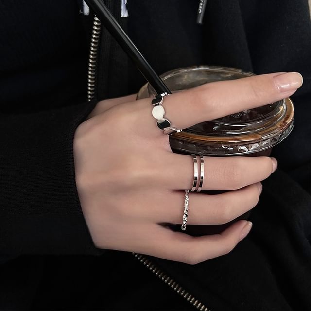 Jael-Set of 3 Silver Tone Ring