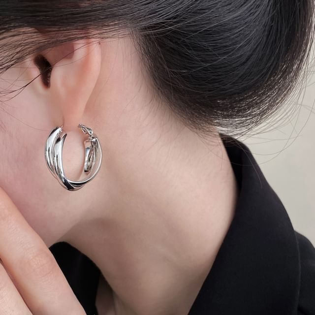 Jael-Silver Tone Double Row Hoop Earring