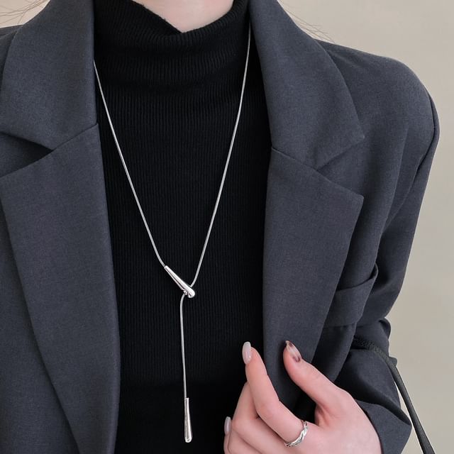 Jael-Silver Tone Lariat Necklace
