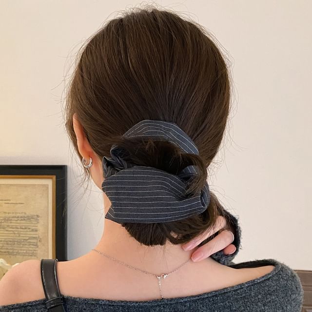 Jael-Square Ruffle Striped Fabric Scrunchie