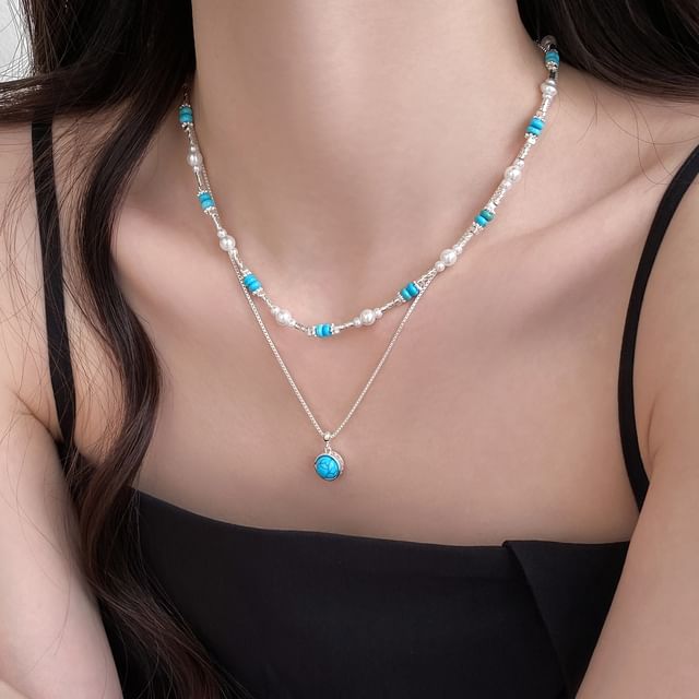 Jael-Stone Layered Bead Necklace