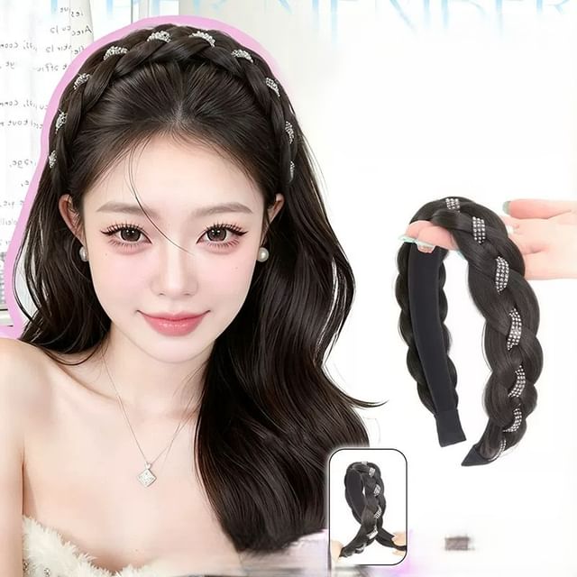 Jasmintinea-Braided Glitter Wig Headband