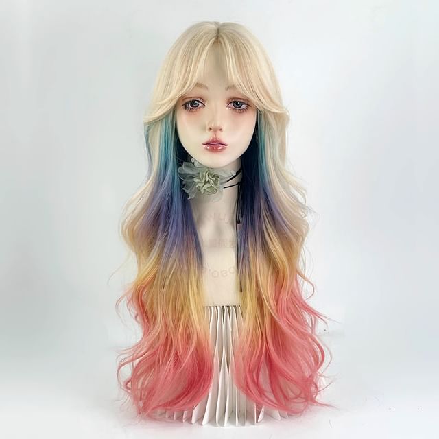 Jasmintinea-Long Full Wig - Wavy Rainbow Highlight