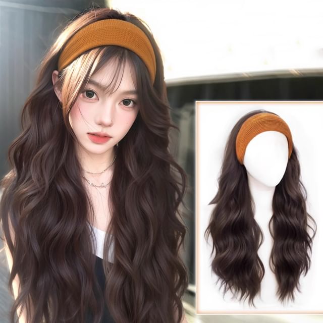 Jasmintinea-Long Full Wig - Wavy with Headband