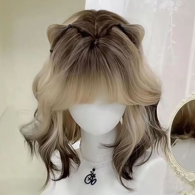 Jasmintinea-Medium Full Wig - Wavy Gradient with Hair Net