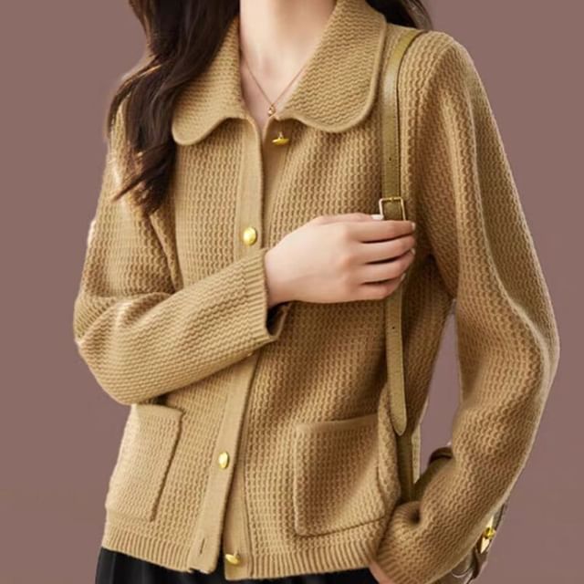 Jeonseon-Collar Plain Cardigan