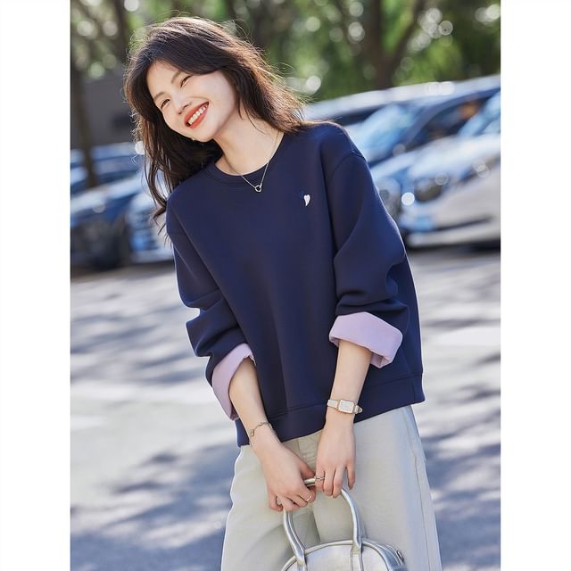 Jeonseon-Crewneck Two Tone Sweatshirt