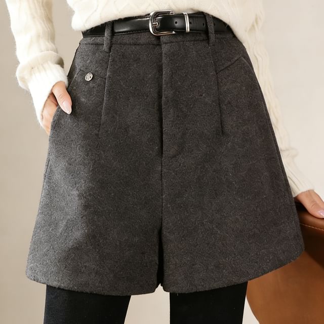 Jeonseon-Mid Rise Plain Wide Leg Shorts