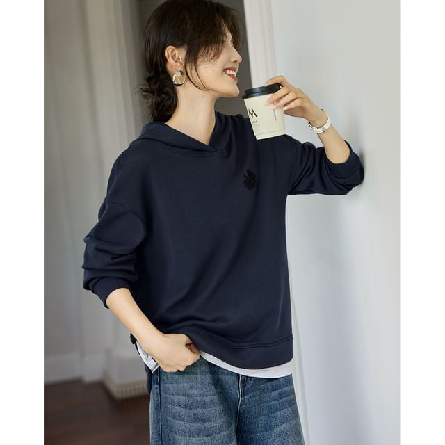 Jeonseon-Mock Two-Piece Bead Frog Button Hoodie