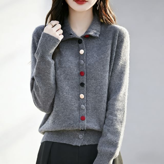Jeonseon-Plain Button-Up Cardigan