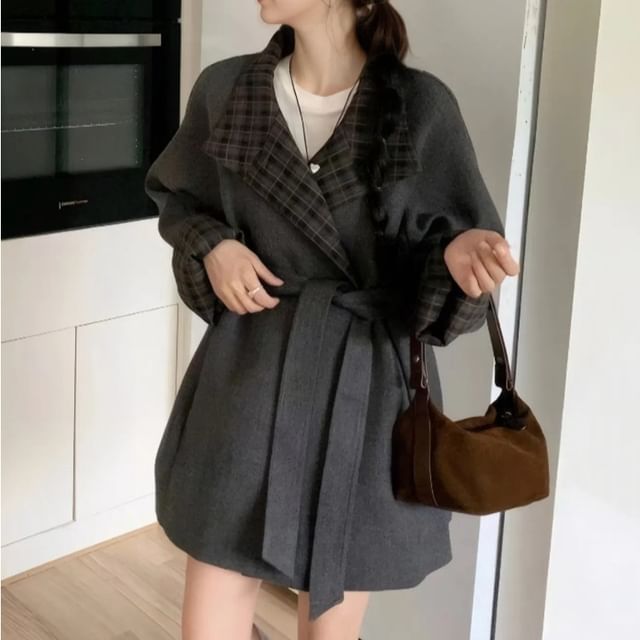 Jeonseon-Stand Collar Plain Tie Waist Coat