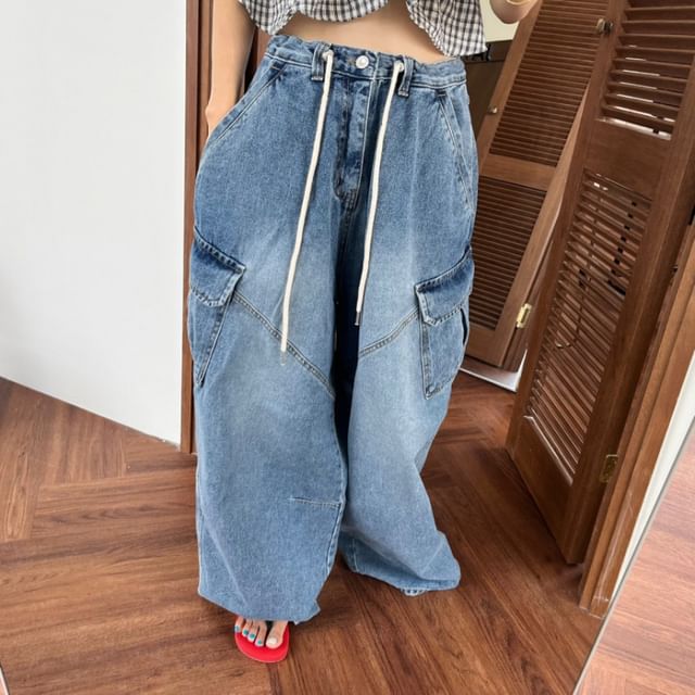Jesong-High Rise Washed Wide Leg Jeans