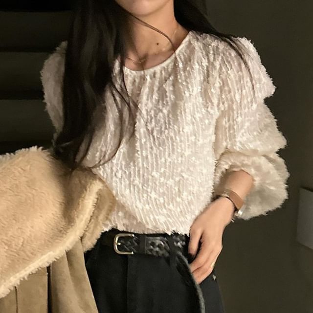 Jesong-Long-Sleeve Plain Knit Top
