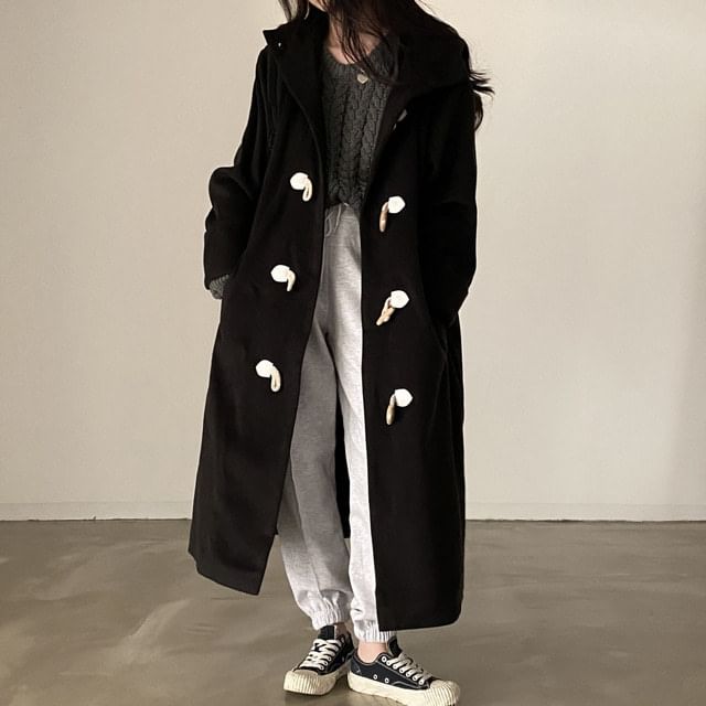 Jesong-Toggle Hooded Long Coat