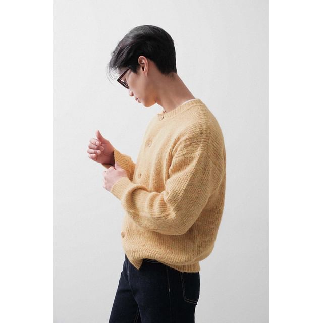 JOGUNSHOP-Crew-Neck Rib-Knit Cardigan