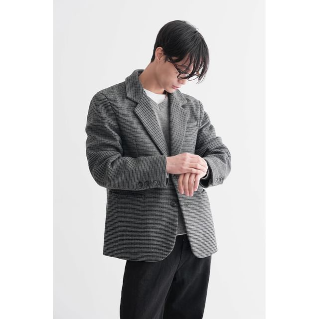 JOGUNSHOP-Single-Breasted Plaid Blazer