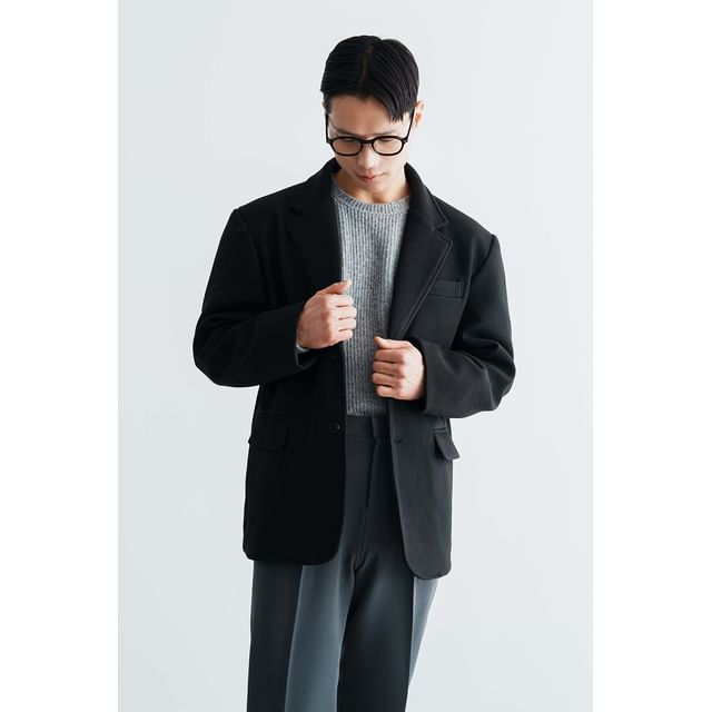 JOGUNSHOP-Single-Breasted Woolen Blazer