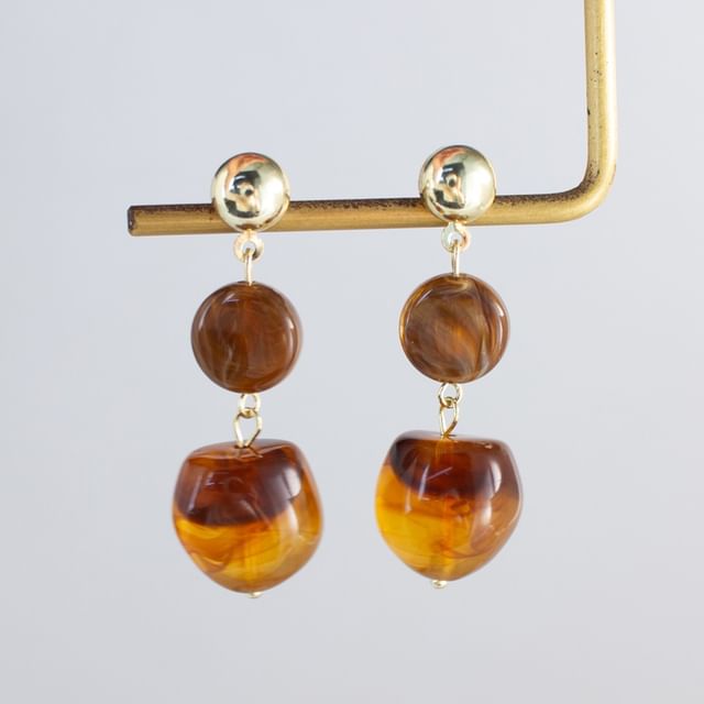 Joodii-Acetate Bead Alloy Dangle Earring Clip On Earring