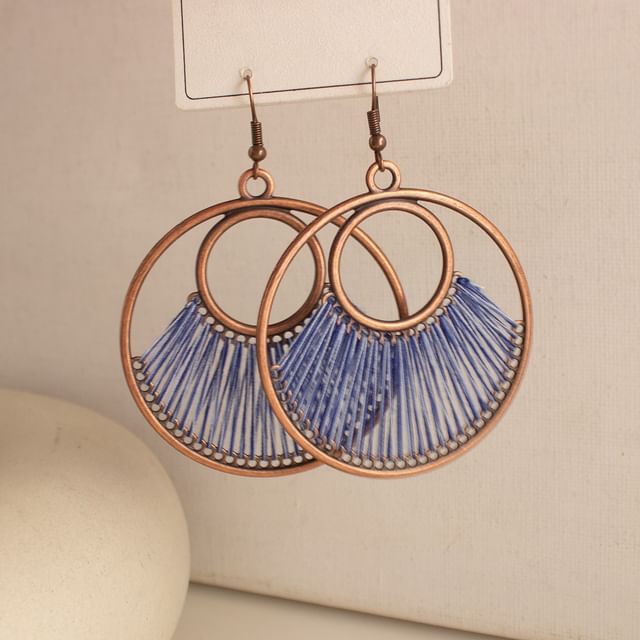 Joodii-Hoop Alloy Statement Drop Earring Clip-On Earring